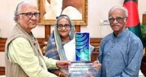 FOSWAL's Special Literary Award for Bangabandhu handed to PM