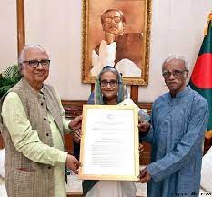 FOSWAL's Special Literary Award for Bangabandhu handed to PM