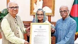 FOSWAL's Special Literary Award for Bangabandhu handed to PM
